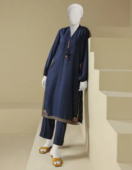 Collection: Embroidered Dyed Dobby Shirt - Dyed Basic Dobby Trouser Wear Type: Regular Fabric Type: Dobby Neckline: V Placket Shirt Front: Long Classic Kurta Shirt Back: Long Classic Kurta Trouser: Straight Pants Sleeve: Blousing Sleeves Style Cut: Long Classic Kurta Length: Long Length Embellishment: Tassels